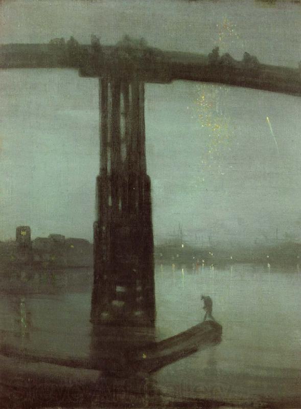James Mcneill Whistler Nocturne in blatte and gold Norge oil painting art